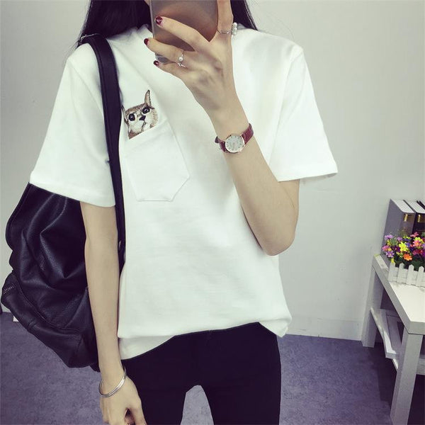 CUTE CAT POCKET SHIRT